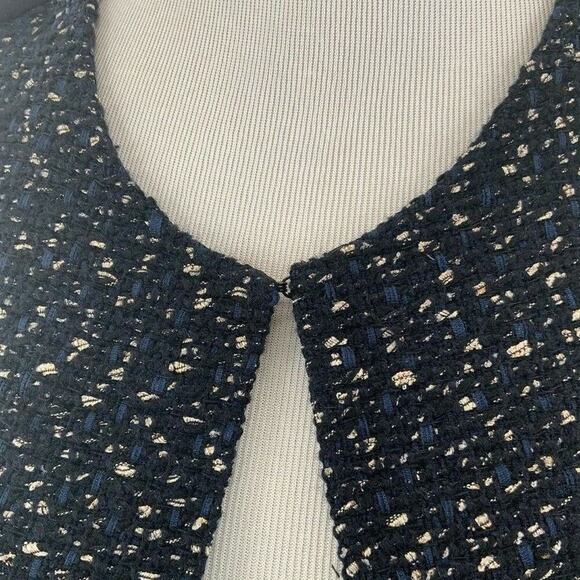 J. Mclaughlin Top Women's Size M Long Sleeve Stretch Tweed Gold Black Open Front - Picture 8 of 10